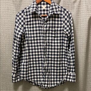 J. Crew Navy and White Checkered Shirt